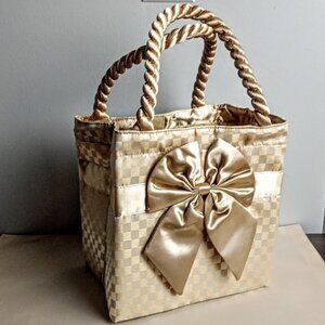 NaRaYa Double Handle Satin Bow Tote Bag